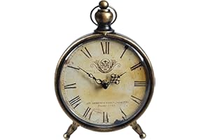 HZDHCLH Roman Table Clocks Silent Non Ticking Roman Retro Art Desk Clock for Living Room Bedroom Office（Copper Black）