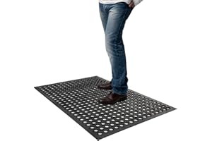 RAINMAE Outdoor Rubber Door Mat 90 x 60cm Non-slip Drainage Mat for Entrance Commercial Rubber Floor Mat Heavy Duty Anti Fatigue Mats for Industrial Kitchen Restaurant Garage Garden Workshop