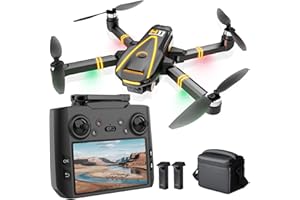 TOPBLASTERBOX H11 GPS Drones with Camera 4k Professional for Adults & Kids (screen remote controller) RC Quadcopter, Follow Me, Brushless Motor, Auto Return, 2 batteries for 45 min Flight Time, Under 249g