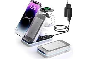 Circlio Chargeur sans Fil,Chargeur Induction 3en1 pour Iphone15/14/13/12/11/Pro/Max/XS/XR/X/8/Plus,Apple Watch 9/8/7/6/5/4/3/2/SE/ULTRA,AirPods 3/2/Pro Chargement Rapide pour Voyage et Maison