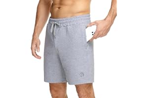 HMIYA Sporthose Herren Kurz Baumwolle Sport Shorts Kurze Hosen Trainingshose Jogginghose Slim Fit Mit Reissverschluss Taschen