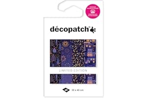 Décopatch TD936C - Assortiment de 4 papiers Foil avec dorure à chaud - Collection nuit de Noël
