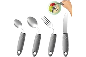 BODYHEALT 4 pcs Disabled Cutlery for Adults Easy Grip Cutlery for Disabled Eating Aids for Adults Arthritic Hands Comfort Grips Great for The Elderly Tremors and Trembling Hands