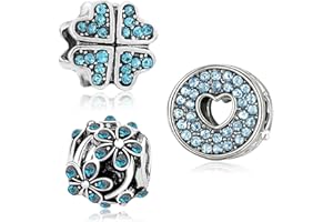 MaNeaz 3 Pièces Charms Bracelet Femme Charms Pour Bracelet Pandora Collier Femme Charme Perles Jumelles Pour Femmes Bracelet Collier Cadeau Avec Sac En Velours Noir