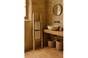 Biscottini Bathroom Towel Ladder 108 x 32 x 3 cm - Decorative Wooden Ladder - Wooden Towel Rail Ladder - Wall Mounted Towel Ladder, Metal, Bamboo