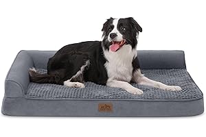 COZY KISS Orthopädisches Hundebett, 19cm Dicke Hundesofa für Mittelgroße Hunde, Abnehmbar und Waschbar Hundecouch, rutschfeste Unterseite, Wasserdichtes Innenfutter (Gris-L-Type, L(107 * 76 * 19CM))