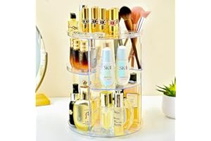 CAKKONE Rotating Makeup Organiser Sturdy Material, 360° Spinning Makeup Organiser Adjustable and Large Capacity, Skincare Organiser for Perfume, Cosmetic, Jewelery, Brush