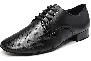 YCALCP Zapatos de Baile Latino Hombre con Cordones Moderno de Tacón Bajo Zapatillas de Baila Moderno y Jazz,Tacón de 2.5 cm,Modèle 405