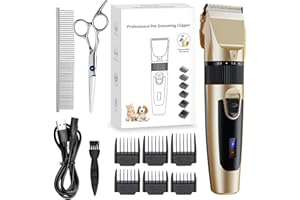 Bonve Pet Tondeuse Chien Professionnelle Tondeuse Chien Poil Long Epais Electrique Tondeuse pour Chien pour Chats et Animaux Silencieux Electrique Tondeuse pour Chien et Chat Dog Clipper Kit