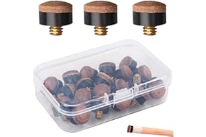 AQLBHZ 20PCS Pool Cue Tips Snooker Cue Tips Snooker Tips Snooker Accessories Pool Table Accessories Cue Tip Repair Kit Snooker Cues Pool Balls Hard Leather Screw-on Tips 10 mm Replacement Cue Tips for Pool