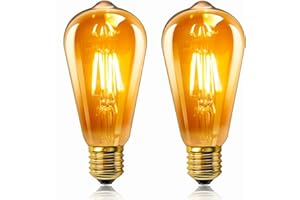 CALDARAX 2 Stück E27 LED 4W Edison Vintage Glühbirne 230V, ST64 Vintage Licht Bernstein Glas, Ersetzt 40W Glühlampen, Warmweiß 2200K, 400LM, Nicht Dimmbar, Nostalgische Dekoration für Zuhause, Café, Bar