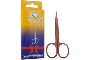 ASM INSTRUMENTS ASM Professional Nail Scissors Curved Manicure Cuticle Scissors - Heavy Duty Cuticle Trimmer for Eyebrow, Beard, Nose Hair Trimming - Beauty Scissor Gifts for Women & Men (Rose Gold)