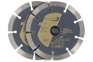 PRODIAMANT Lot de 2 disques à tronçonner diamantés universels 125 x 22,2 mm Béton, pierre, brique 125mm Disque diamant 10mm Segment