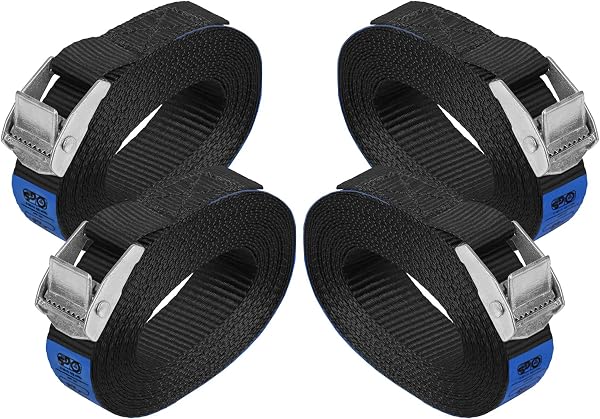 Zurrgurt Spanngurte | TÜV geprüft | Befestigungsgurt Spanngurt Klemmverschluss | Belastbar bis 250 kg | Schwarz | diverse Längen Stückzahlen - 4er Pack 2.5 cm x 1 m - 1