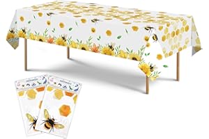 ‎WERNNSAI WERNNSAI Bienen Party Tischdecke - 2 Stücke 137 x 274cm Bienen Geburtstags Partyzubehör für Kinder Mädchen Baby Dusche Bienen Thema Party Dekoration Große Bedruckte Tischdecke