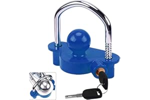 Turnart Antirrobo Remolque Universal Candado Remolque Enganche Remolque Bola Remolque Accesorios Caravana Candado De Seguridad Remolques para Coches Dos Protección Seguridad Antirrobos Llaves (Azul)