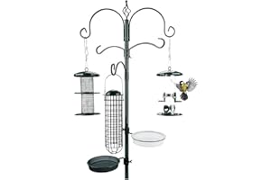 WILDTIER HERZ Mangeoire Oiseaux Exterieur I Station d'alimentation De Qualité Supérieure - Noir, Vert en Métal Revêtu par Pulvérisation - Kit Complet avec Colonne d'alimentation (235cm).