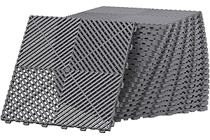 ‎PETOUR petour 20 Stück PP Garagenboden 40x40cm Garagenbodenfliesen Ineinandergreifende Garagenboden matten, Garagen Drainagematte für Garage, Innen Außen,Schwimmbäder,Tragfähigkeit;3200KG(3.2m²) (Grau)