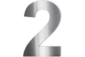 METZLER-TRADE Metzler Edelstahl Hausnummer – wetterfest & pflegeleicht – selbstklebend - Schrift Arial - Höhe 75 mm - Ziffer 2