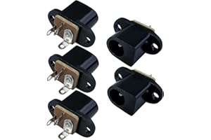 AERZETIX - C53744 - Set di 5 spine connettore di alimentazione jack DC 2.1x5.5mm per saldatura - montaggio pannello/chassis - lunghezza 17mm