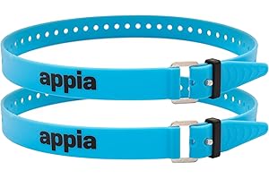 Appia Lot de 2 sangles d'arrimage de 65 cm avec sangle pour vélo, ski, vélo, camping, bricolage en TPU avec boucle en aluminium inoxydable Bleu