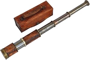 Medieval Replicas 16 Inch Antique Look Full Brass Working Telescope/Spyglass Replica Decorative Kids Scope in Leather Box