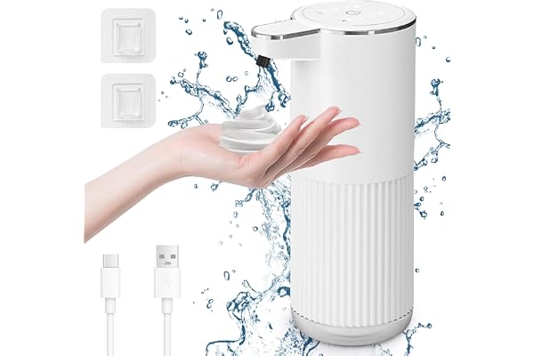 Cuteefun Automatisk skummande tvåldispenser, 400 ml uppladdningsbar beröringsfri handtvålsdispenser, 4-nivåers justerbar skum