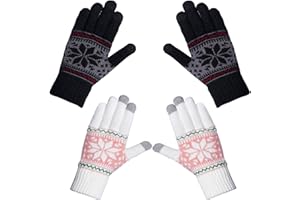Chalier Fashion Handschuhe Damen Winter Warme Touchscreen Winterhandschuhe Schnee Blume Druck halten warm mit Kaschmir für Frauen und Männer MEHRWEG