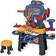 Kids Tool Bench, Toddler Workbench Playset and Tool Set, Play Tool Bench for Toddlers 3-5, Toy Work Bench with Realistic Construction Tool Set and Accessories, Birthday Gift for Boys Girls Age 3-5