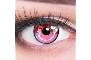 Meralens Lenti a Contatto Colerate 'Anime Arc 2 Pink' - Cosplay Rosa senza Gradazione - con porta lenti a contatto - ideali per Manga Anime Halloween – Durata 1 Anno - 1 Coppia senza correzione