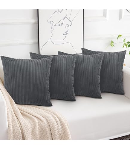 Fusion Aura Federa Cuscino Quadrato 43x43 Cm, 100% Cotone Con Imbottitura, Grigio, Morbido E Decorativo Per Divano O Letto