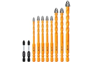 Upgraded Masonry Drill Bits Set 5+6x4+8x2+10mm, EXFEIN Serrated Drill Bits Set - 8-Piece Carbide Drill Bits and 2-Piece Magnetic Screwdriver Bits for Wood Plastic Tile Concrete Brick Marble