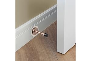 Vandicka 2 Pack Stainless Steel Door Stops Wall Mounted & Fittings, Self-Adhesive Door Stopper with Rubber Buffer, Screw Fixing or Stick on Wall or Skirtings, Projection 78mm, Antique Copper