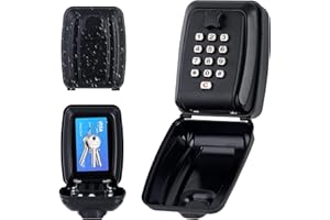 AIVORO Boite a Clefs Securisee Exterieur, Boite à Clé Sécurisée avec Code 12 Chiffres, Boîte à Clefs Murale avec Couvercle Étanche, pour Maison, Garage, Bureau, l'École (Noir)