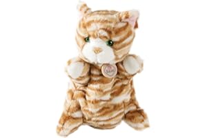 Bauer Spielwaren "Theatrello" Handpuppe Katze: Plüsch Handpuppe in Ocker- und Brauntönen mit Weiß, für Puppentheater und Lernspiele, waschbar (11805)