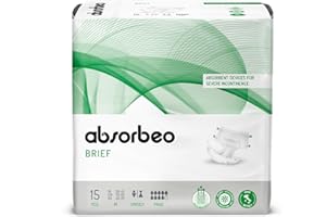 ‎ABSORBEO Absorbeo Windel Maxi 15 Stück, Saugfähiges Hilfsmittel für Schwere Blasenschwäche, Absoluter Komfort, Totaler Schutz, Anti-Odour-System, Vollständig Atmungsaktiv, Unisex, Größe M