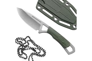 DRACHENADER mini coltello da collo 42a conforme 6,9 cm di lunghezza della lama a due mani coltello EDC piccolo coltello affilato a lama fissa per esterni con fodero in ABS, lama bianca + manico verde