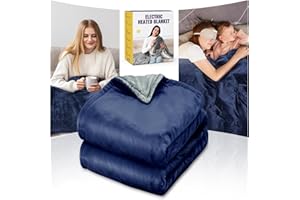 Qfun Manta Termica, Doble Cara Esterilla Electrica 180x100cm con 6 Niveles de Temperatura y 4 Temporizador, Calentamiento Rápido Electric Blanket, Lavable Manta Electrica Sofa, Apagado Automático