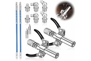 VEGENA 2 Stück Fettpresse Mundstück,G Coupler für Fettpresse,Doppelgriff Fettpresse Kupplung mit 30cm Schlauch,Fettpresse für Schmiernippel Mundstück Kupplung mit Schmierfett für Alle Arten von Fettpressen