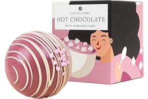 ‎CHOCOLISSIMO CHOCOLISSIMO Schokolade Geschenk - Schokoladenkugel Ruby mit Marshmallows - Trinkschokolade in Form einer Kugel aus rosa Schokolade - Geschenkidee Mann, Frau, Kind, Mädchen, Geburtstag, Weihnachten