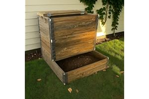 JARDINATOIRE Composteur en Bois 600L en Douglas Classe 3 traité Marron avec Couvercle