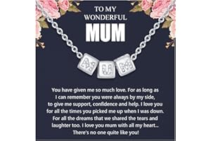FLHEART Mum Necklace Gifts for Women Mother - Silver Chain Cubic Zirconia MUM Bead Pendant for Wife Mummy Grandma from Daughter Son, Birthday Gift for Mum, Women's Jewellery Present for Christmas Xmas