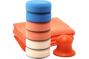 SPTA Kit per Lucidatrici Auto,9Pcs 80mm Tamponi Tampone Kit di lucidatura per ceretta lucidatura Spugna Lucidatura Pad Kit Composto di lucidatura Auto per lucidatura Automatica -HPMIX