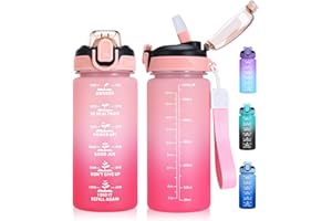 SUPPRUI Kids Water Bottle With Straw, 600ml Toddler Drinks for School, Leakproof BPA-Free Tritan Motivational Drink Bottles for Girls Boys (Pink)