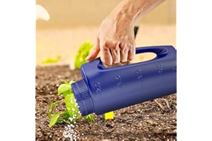 GCROET Spreader Hand Held with Adjustable Hole Size Handy for Fertiliser Lawn Seed Grit Rock Salt to Deice Insect repellent and More Heavy Duty - Comes with a Spare Lid Fertilizer Spreader Grass Blue