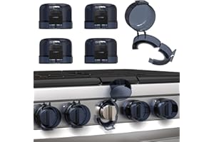 SINOACC Stove Knob Safety Covers Child Proof Oven Gas Stove Knob Covers for Child Safety, Heat-Resistant, Easy Installation, Baby Proofing Kitchen Gas Range Oven Knobs Locks, Black, 5 Pack