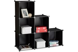 ‎RELAXDAYS Relaxdays Regał schodkowy, 6 półek, regał wtykowy jako szafa na ubrania lub ścianka działowa, otwarty system regałów, czarny