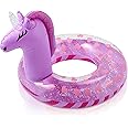 WenYa 22 Inch Unicorn Inflatable Floats Rings for Kids, Girls Unicorn Inflatable Pool Rings with Glitter for Kids Swimming Pool Water Sports