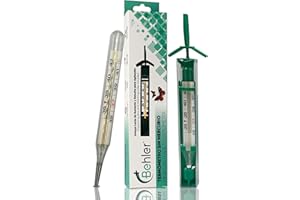 BEHLER INSTRUMENTS Termómetro de Vidrio - Sin Mercurio, Seguro y Preciso, Sin Baterías - Termometro - Para Niños y Adultos - Incluye Lente de Aumento y Estuche para Agitación - Uso Doméstico y Clínico