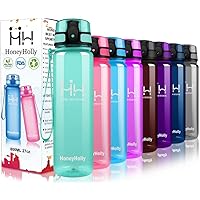 HoneyHolly Sport Trinkflasche Auslaufsicher BPA-frei Sportflasche Kunststoff mit Filter 350ml/500ml/800ml/1L/1.5 Liter, Tritan Wasserflasche kohlensäure geeignet Für Kinder, Schule,Fahrrad,Gym,Yoga, Camping